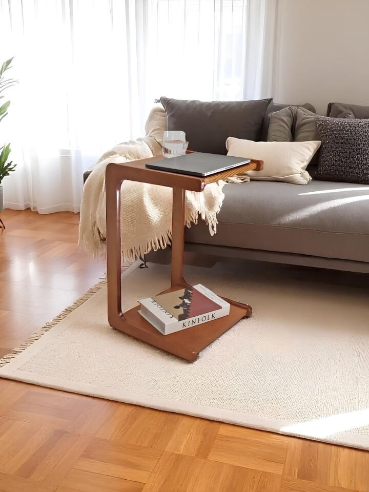 Demeter Ahşap C Sehpa Tekerlekli